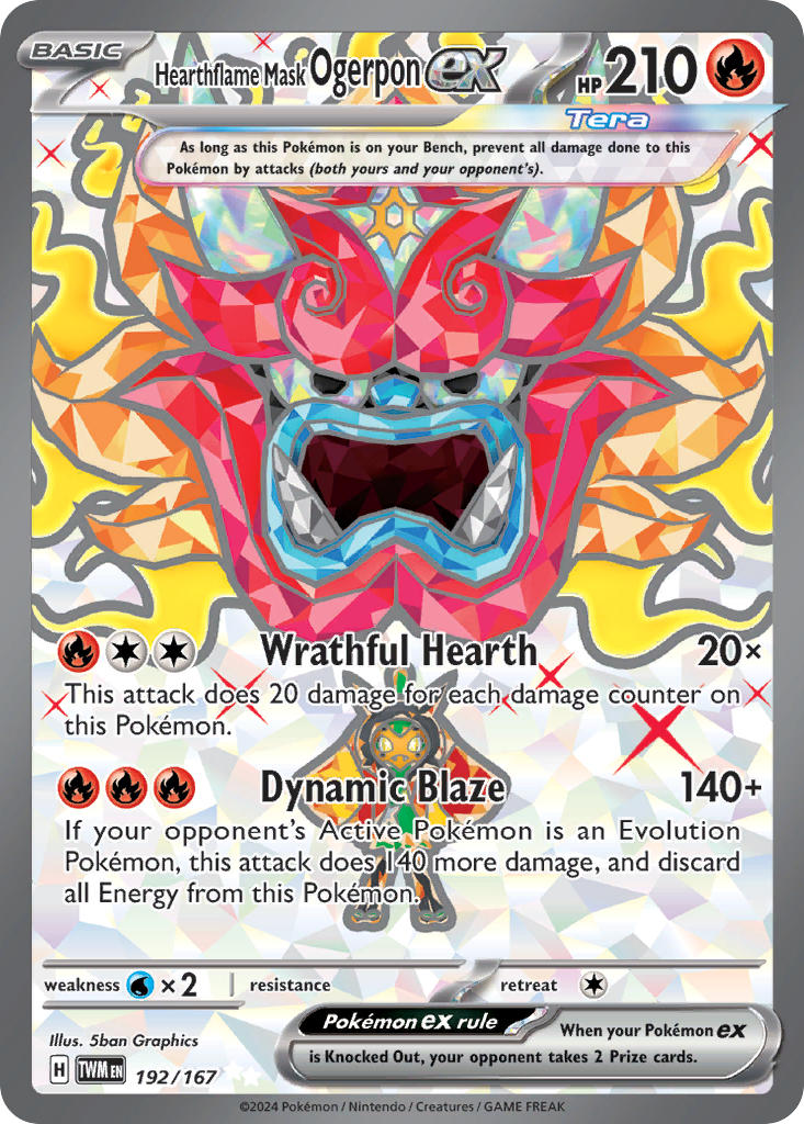 Hearthflame Mask Ogerpon EX 192/167 Ultra Rare Twilight Masquerade Pokémon card