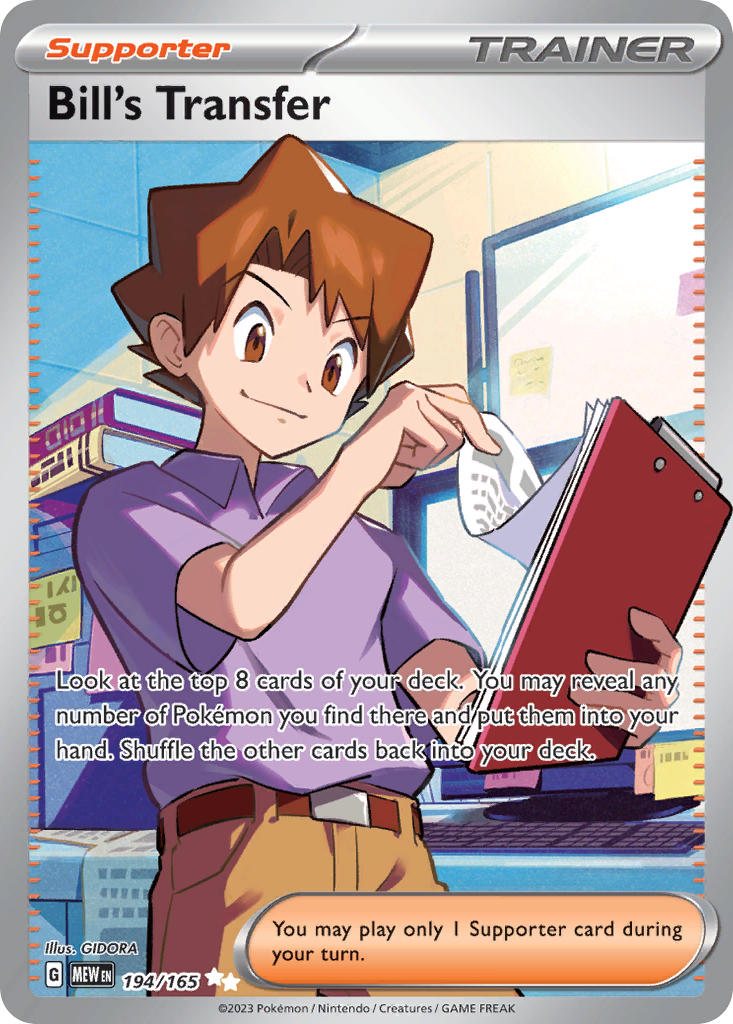 Bill's Transfer 194/165 Ultra Rare 151 Pokémon card