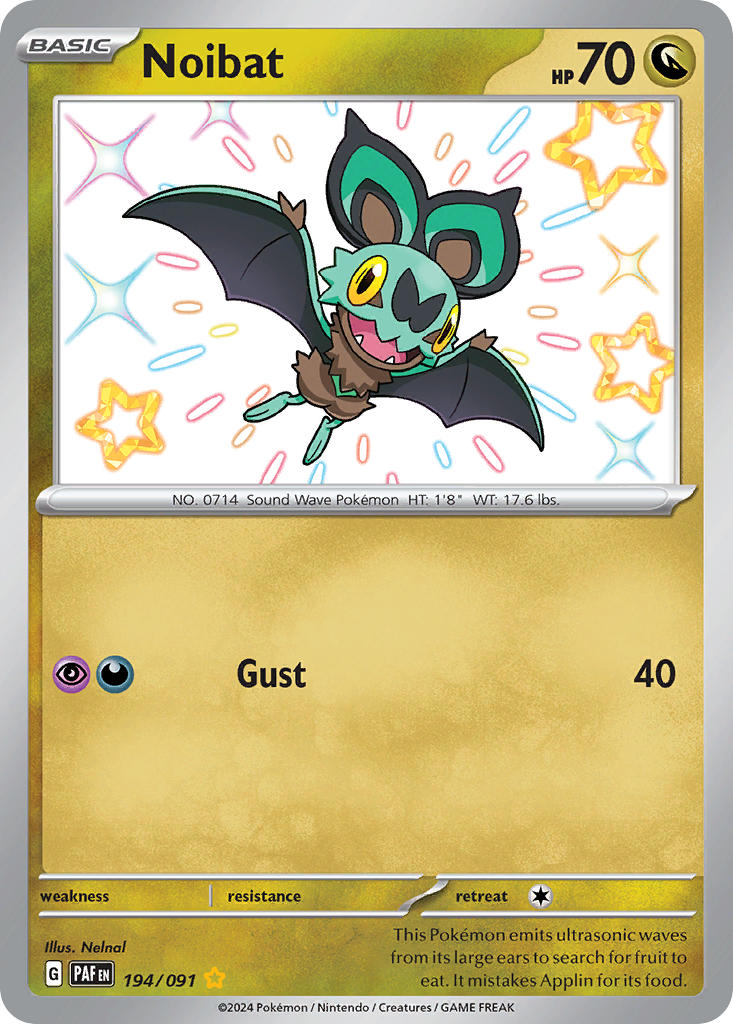 Noibat 194/091 Shiny Rare Paldean Fates Pokémon card