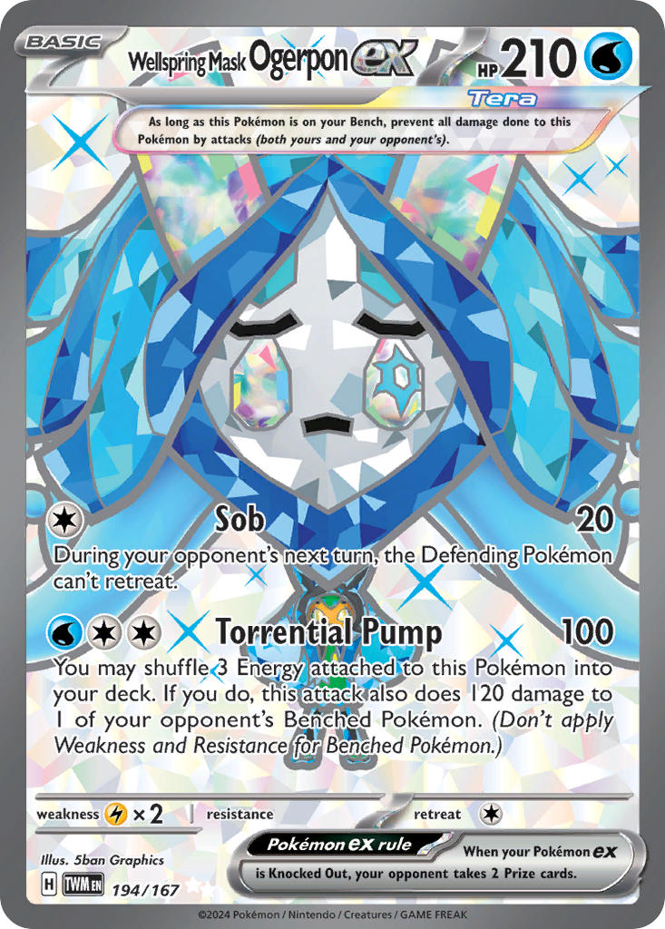 Wellspring Mask Ogerpon EX 194/167 Ultra Rare Twilight Masquerade Pokémon card