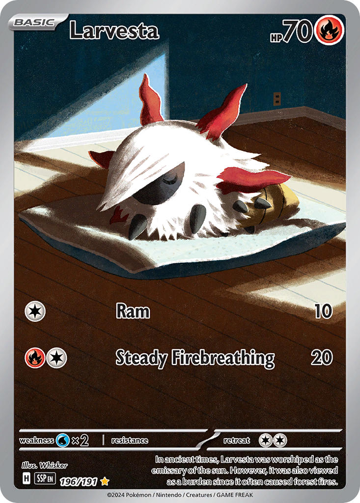 Larvesta 196/191 Illustration Rare Surging Sparks Pokémon card