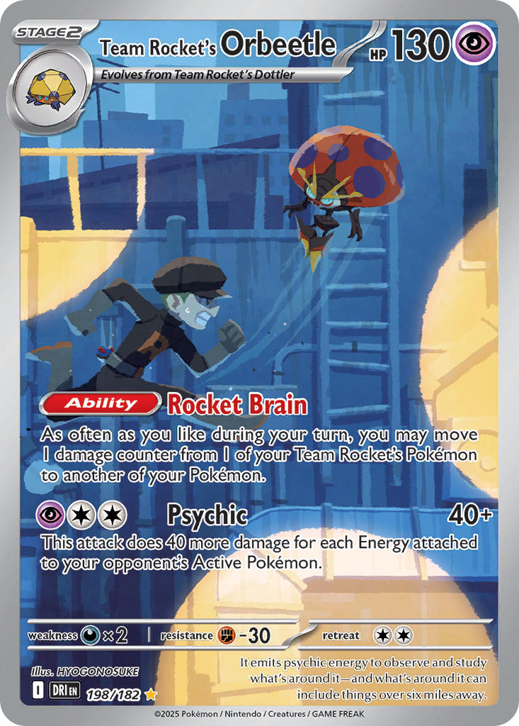 Team Rocket's Orbeetle 198/182 Illustration Rare Destined Rivals Pokémon card