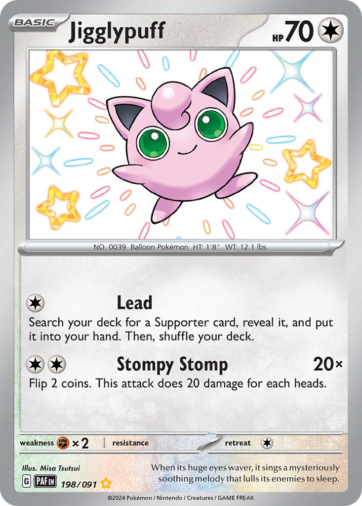 Jigglypuff 198/091 Shiny Rare Paldean Fates Pokémon card