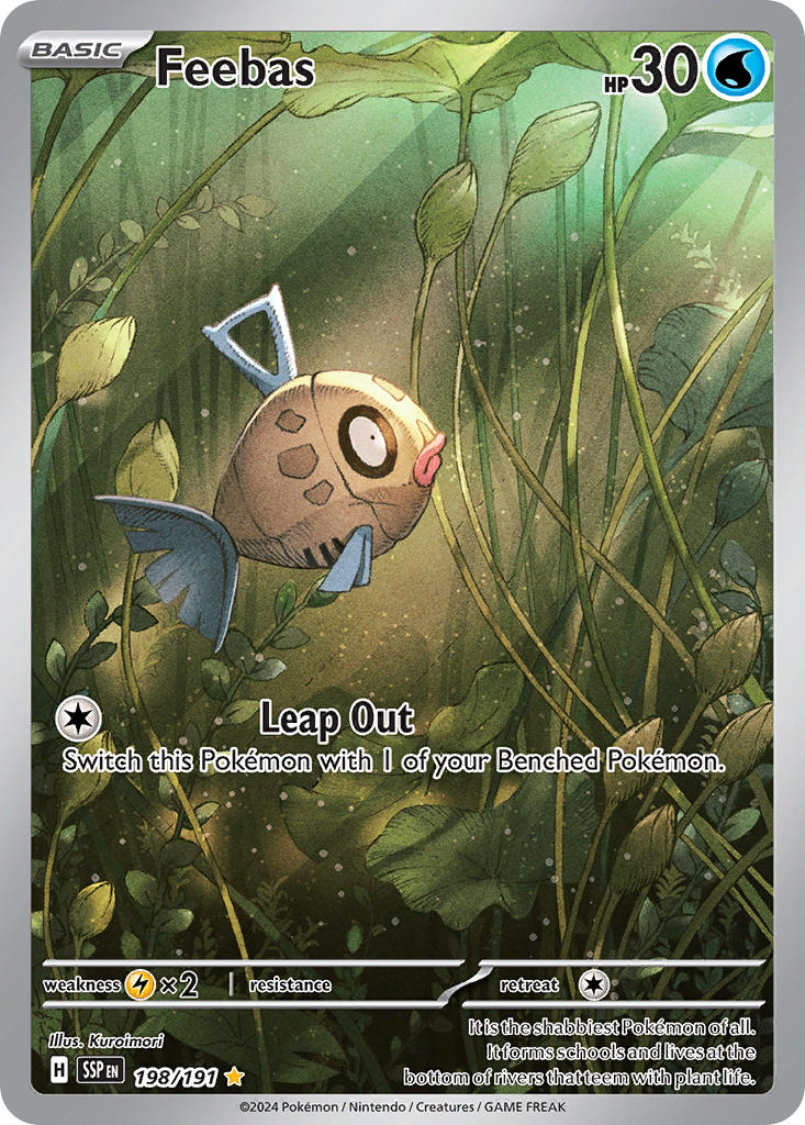 Feebas 198/191 Illustration Rare Surging Sparks Pokémon card