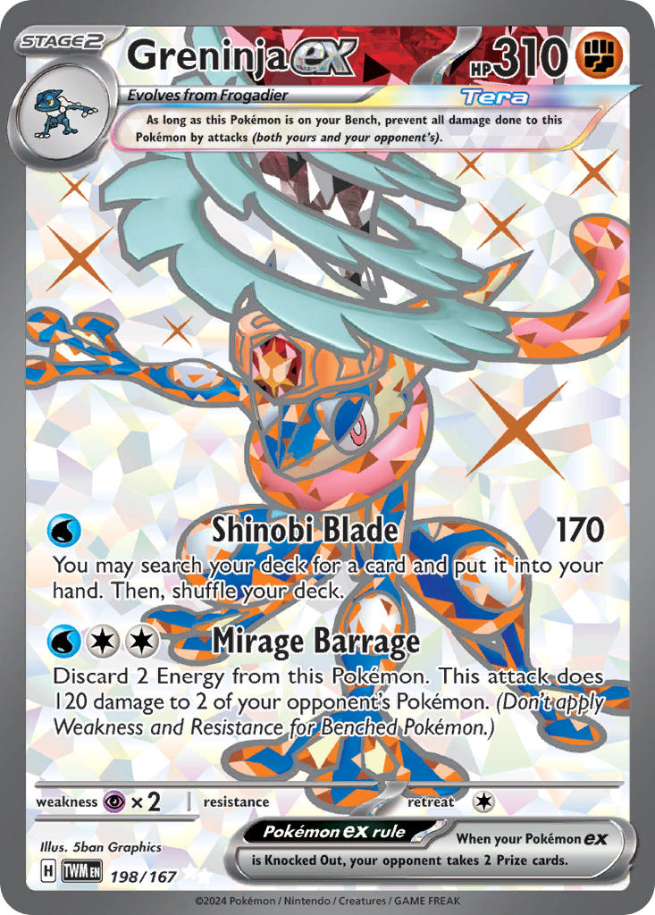 Greninja EX 198/167 Ultra Rare Twilight Masquerade Pokémon card