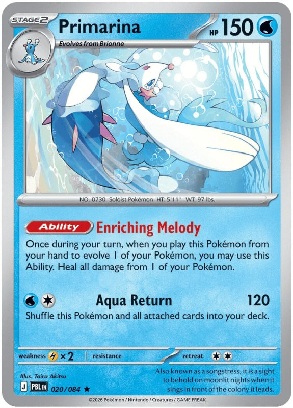 Primarina 020/084 Pitch Black Pokémon card