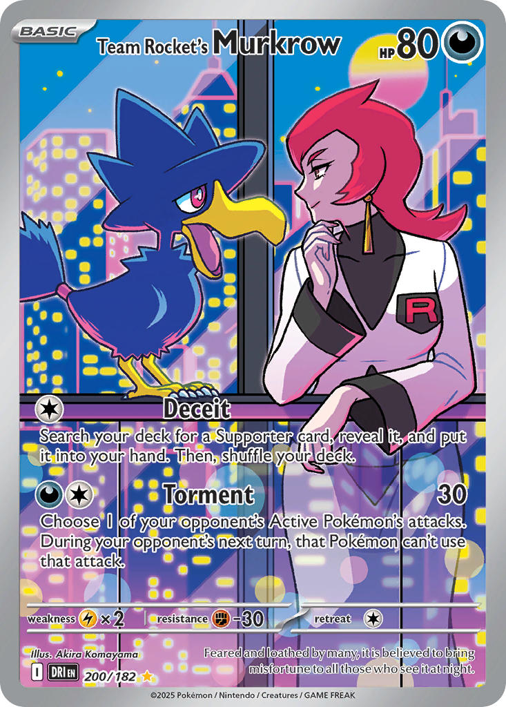 Team Rocket's Murkrow 200/182 Illustration Rare Destined Rivals Pokémon card