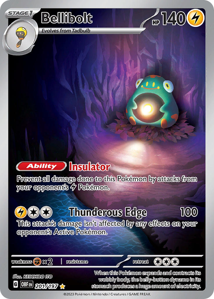 Bellibolt 201/197 Illustration Rare Obsidian Flames Pokémon card