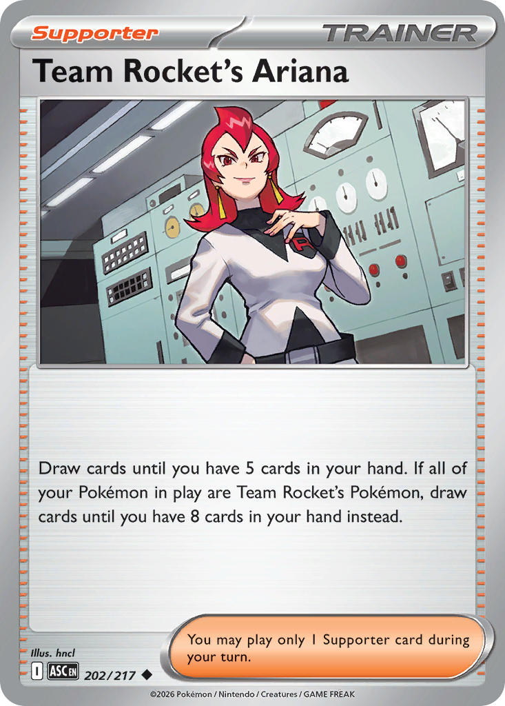 Team Rocket's Ariana 202/217 Rare Ascended Heroes Pokémon card