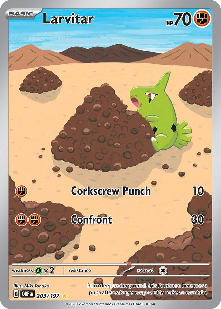 Larvitar 203/197 Illustration Rare Obsidian Flames Pokémon card