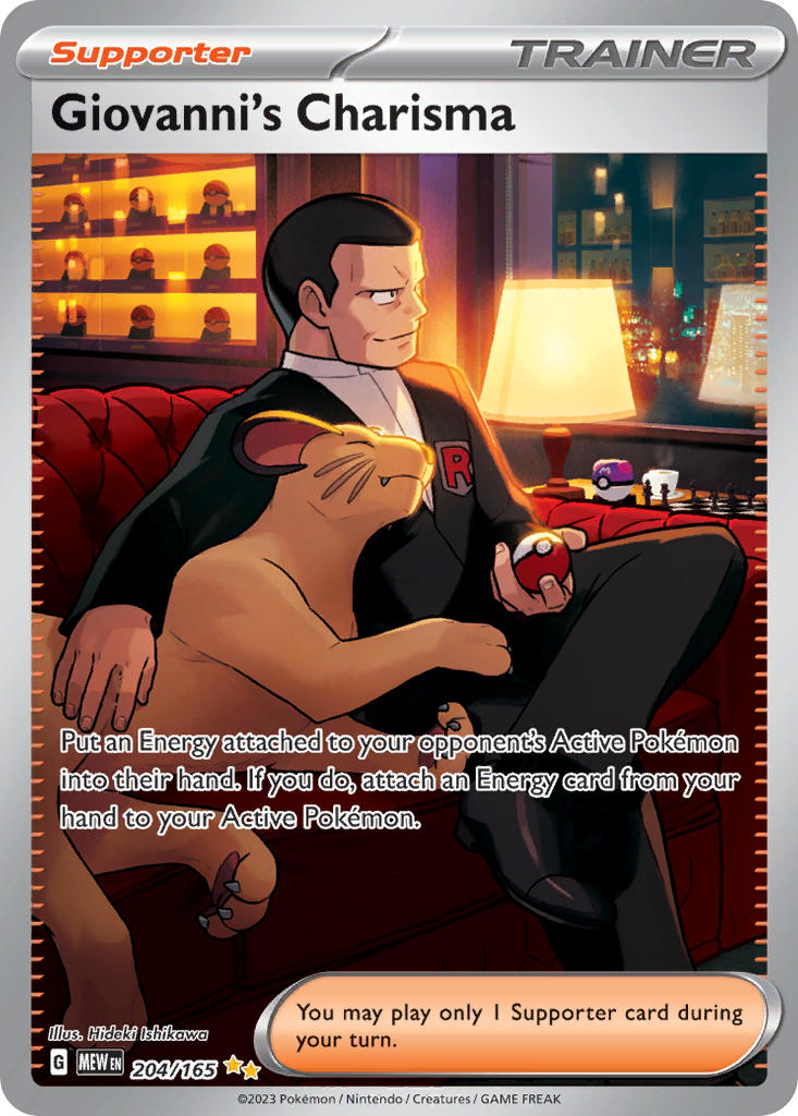 Giovanni's Charisma 204/165 Special Illustration Rare 151 Pokémon card