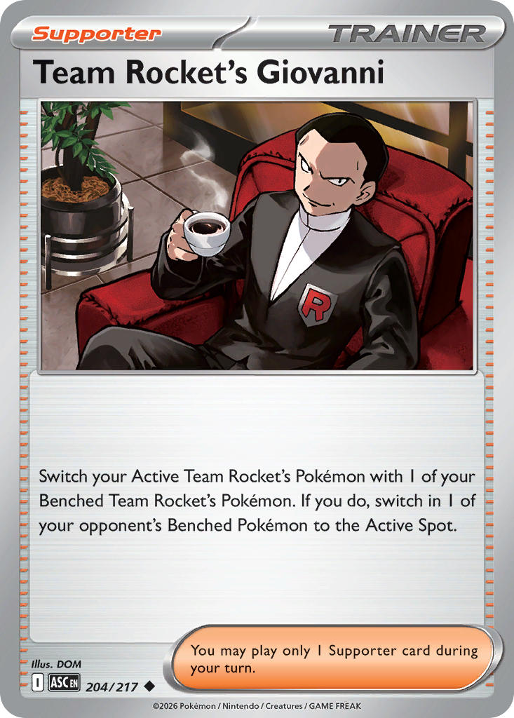 Team Rocket's Giovanni 204/217 Rare Ascended Heroes Pokémon card