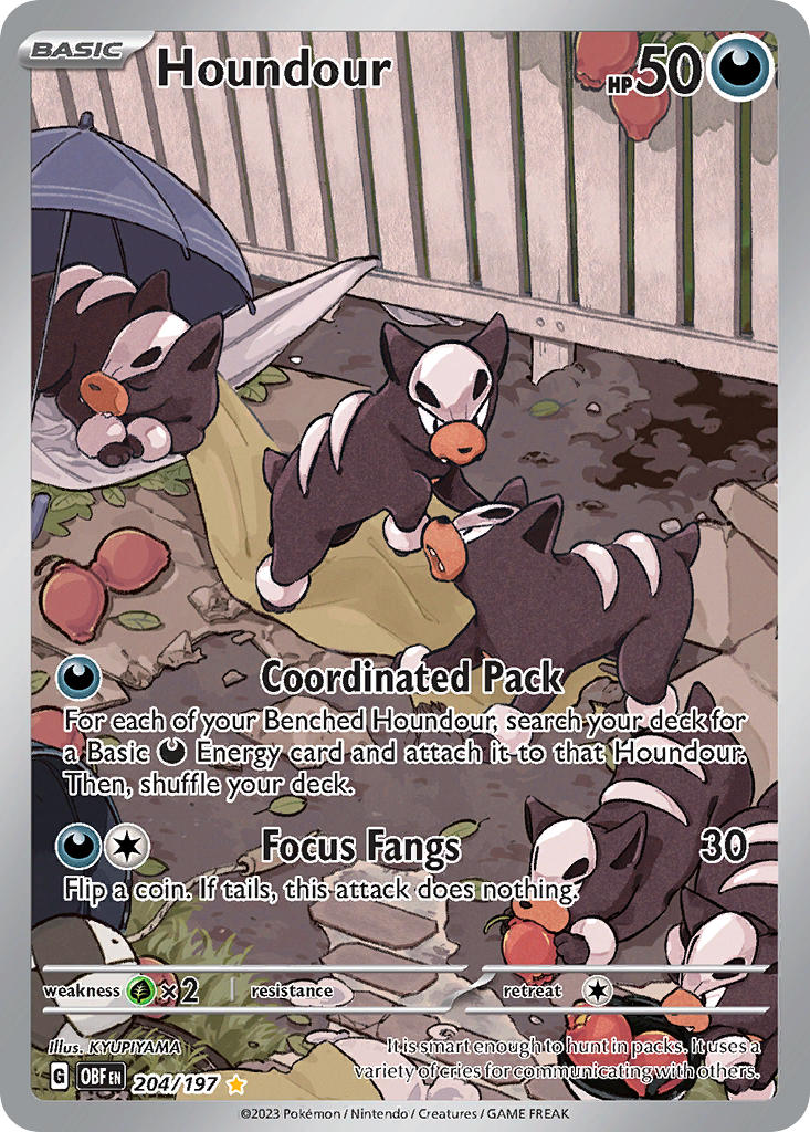 Houndour 204/197 Illustration Rare Obsidian Flames Pokémon card