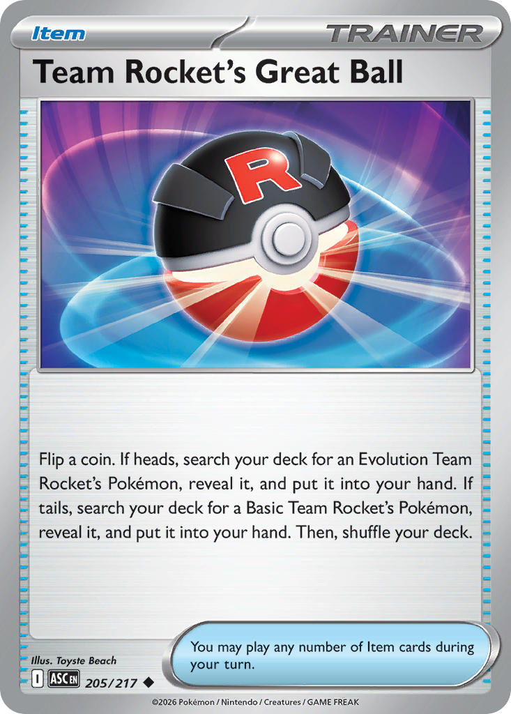 Team Rocket's Great Ball 205/217 Rare Ascended Heroes Pokémon card