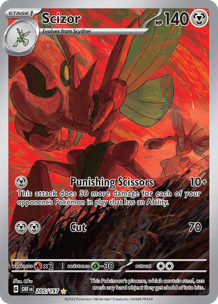 Scizor 205/197 Illustration Rare Obsidian Flames Pokémon card