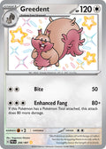 Greedent 206/091 Shiny Rare Paldean Fates Pokémon card