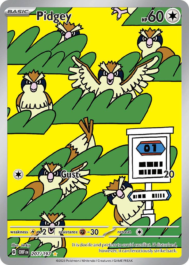 Pidgey 207/197 Illustration Rare Obsidian Flames Pokémon card