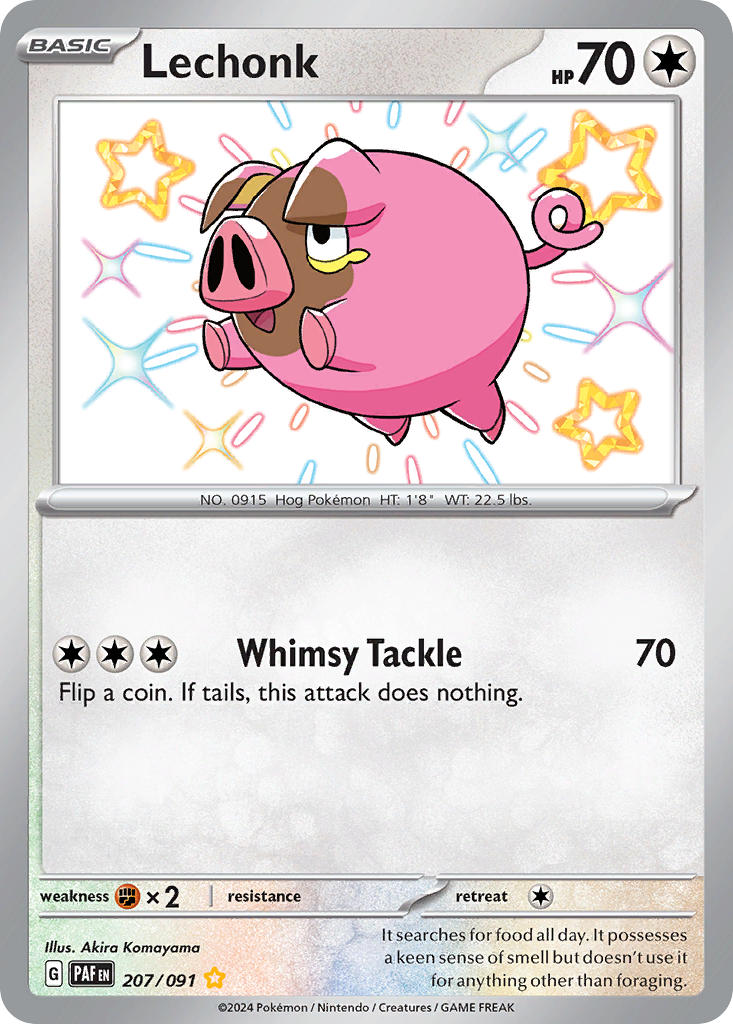 Lechonk 207/091 Shiny Rare Paldean Fates Pokémon card