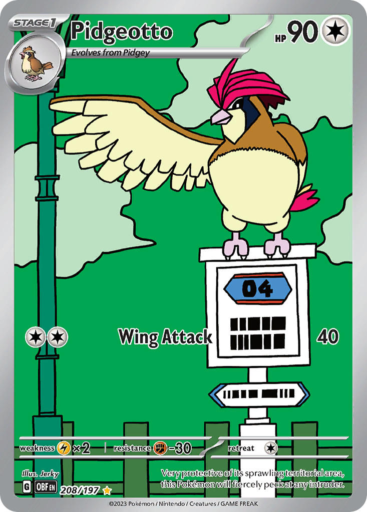 Pidgeotto 208/197 Illustration Rare Obsidian Flames Pokémon card