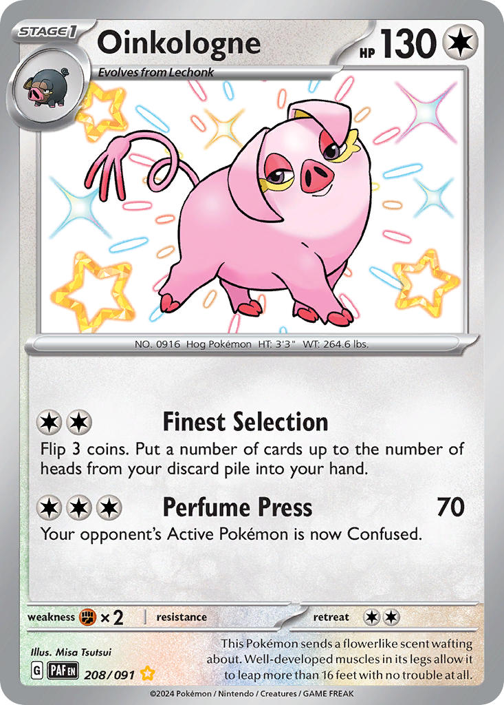 Oinkologne 208/091 Shiny Rare Paldean Fates Pokémon card
