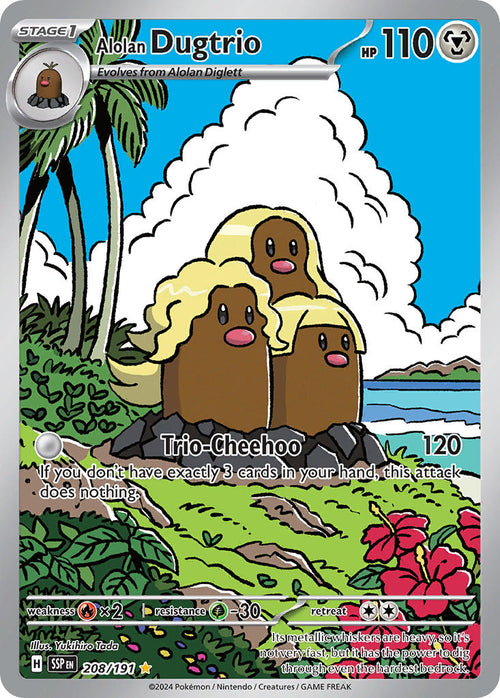 Alolan Dugtrio 208/191 Illustration Rare Surging Sparks Pokémon card