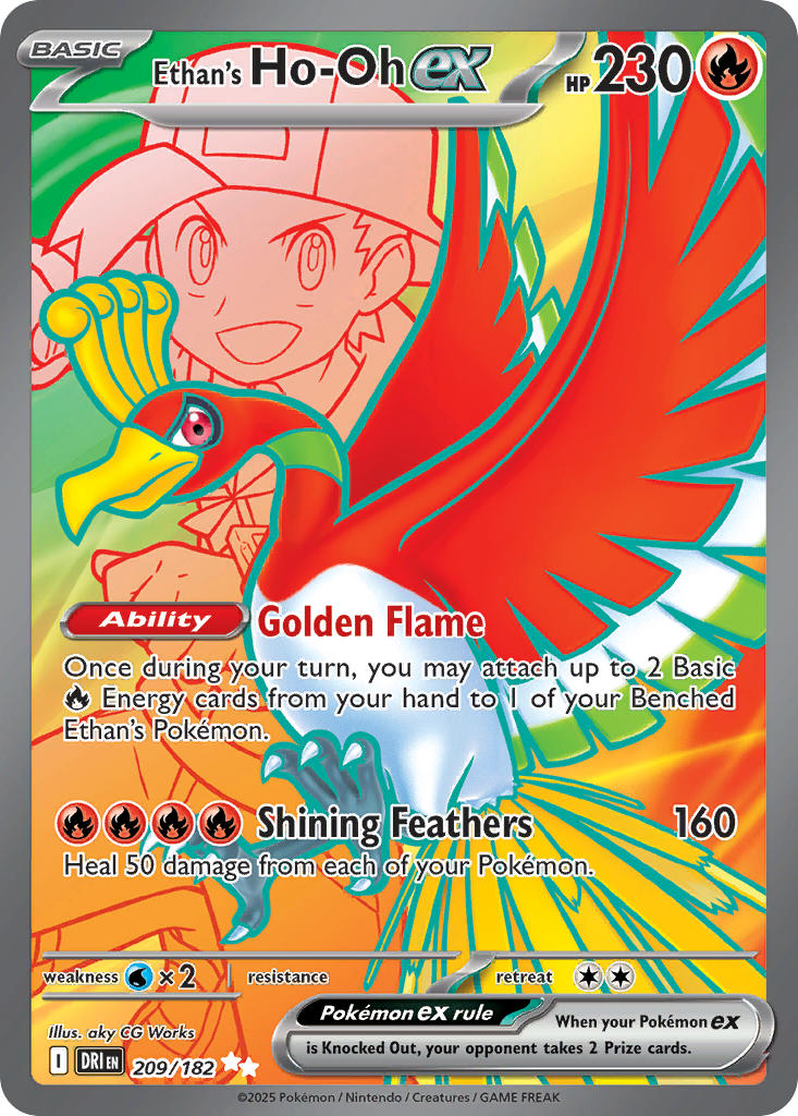 Ethan's Ho-Oh EX 209/182 Ultra Rare Destined Rivals Pokémon card