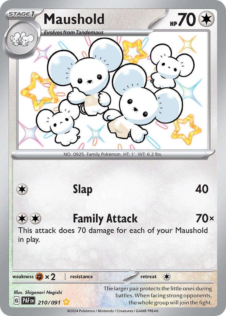 Maushold 210/091 Shiny Rare Paldean Fates Pokémon card