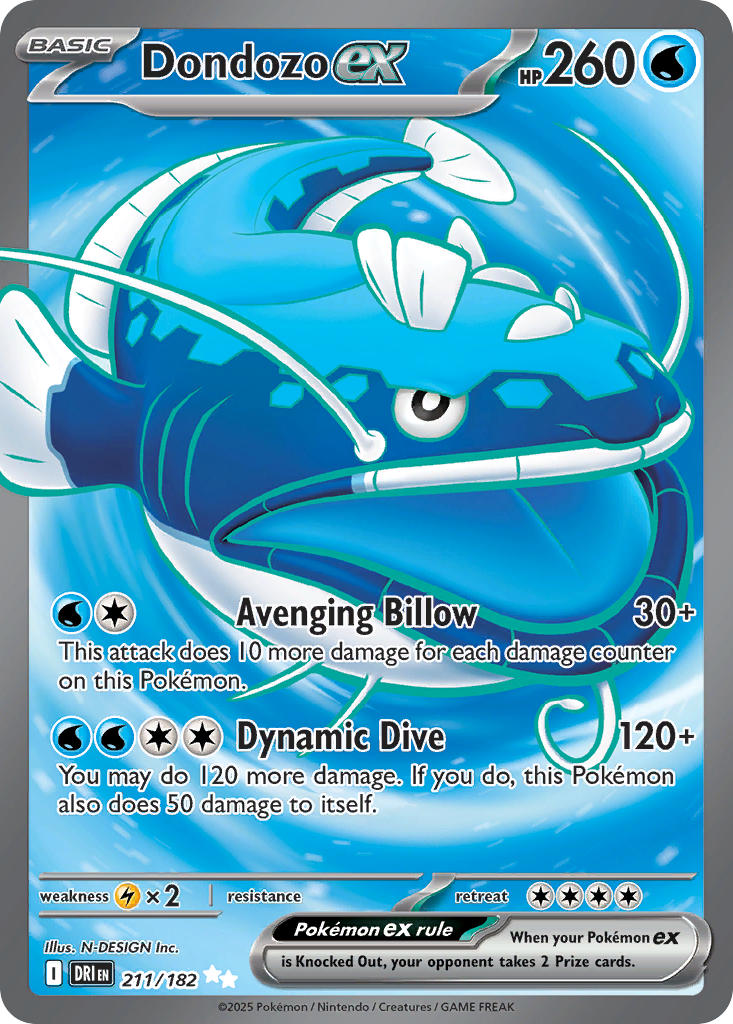 Dondozo EX 211/182 Ultra Rare Destined Rivals Pokémon card
