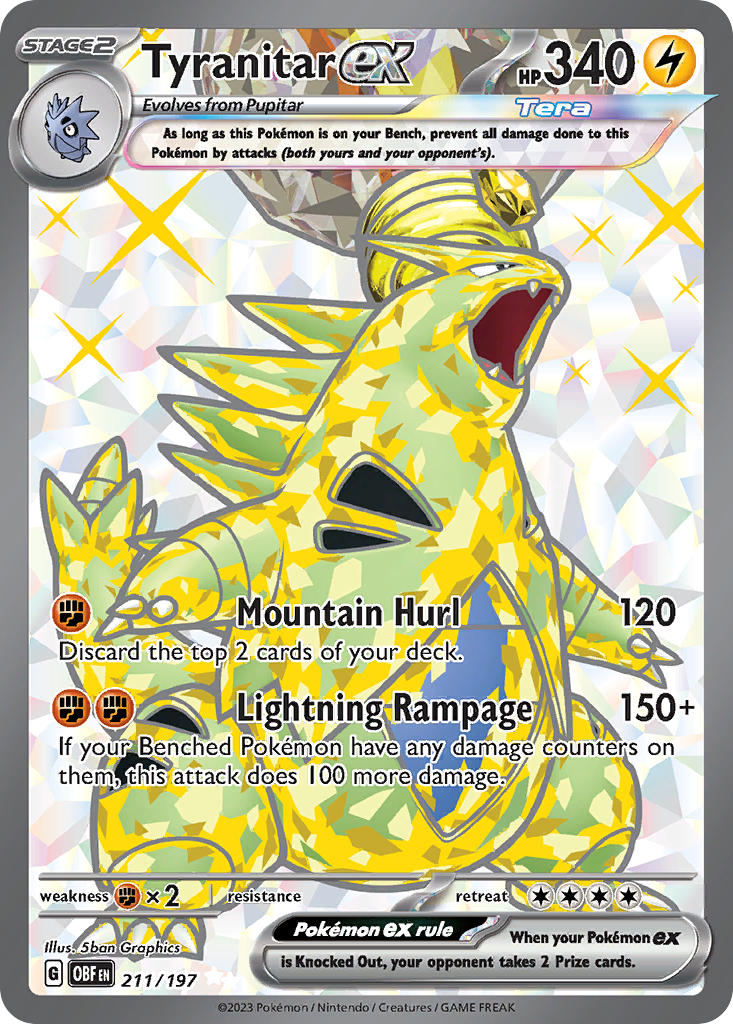 Tyranitar EX 211/197 Ultra Rare Obsidian Flames Pokémon card