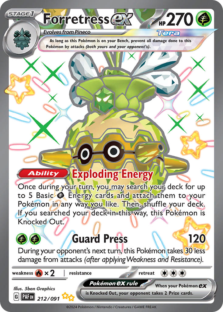 Forretress EX 212/091 Shiny Ultra Rare Paldean Fates Pokémon card