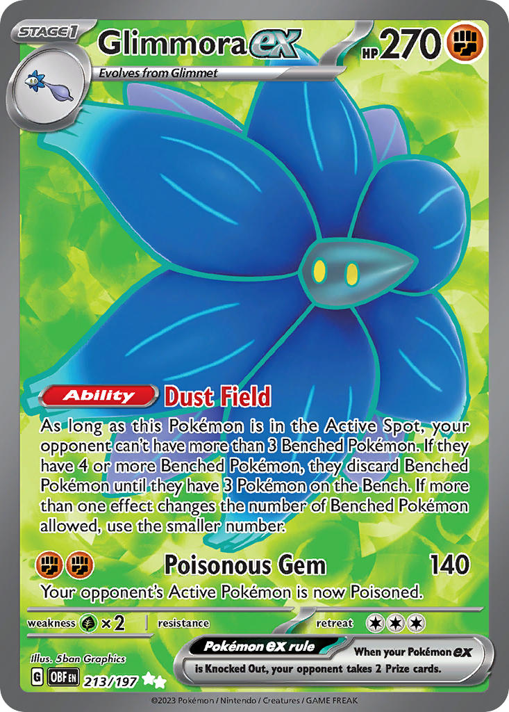 Glimmora EX 213/197 Ultra Rare Obsidian Flames Pokémon card