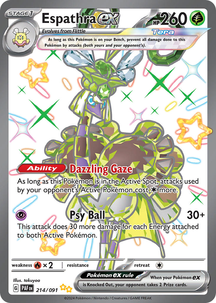 Espathra EX 214/091 Shiny Ultra Rare Paldean Fates Pokémon card