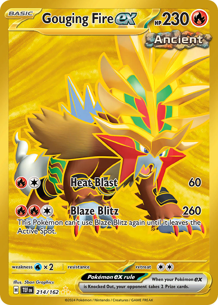 Gouging Fire EX 214/162 Hyper Rare Temporal Forces Pokémon card