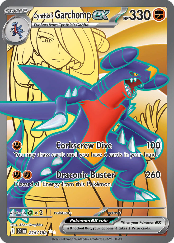 Cynthia's Garchomp EX 215/182 Ultra Rare Destined Rivals Pokémon card