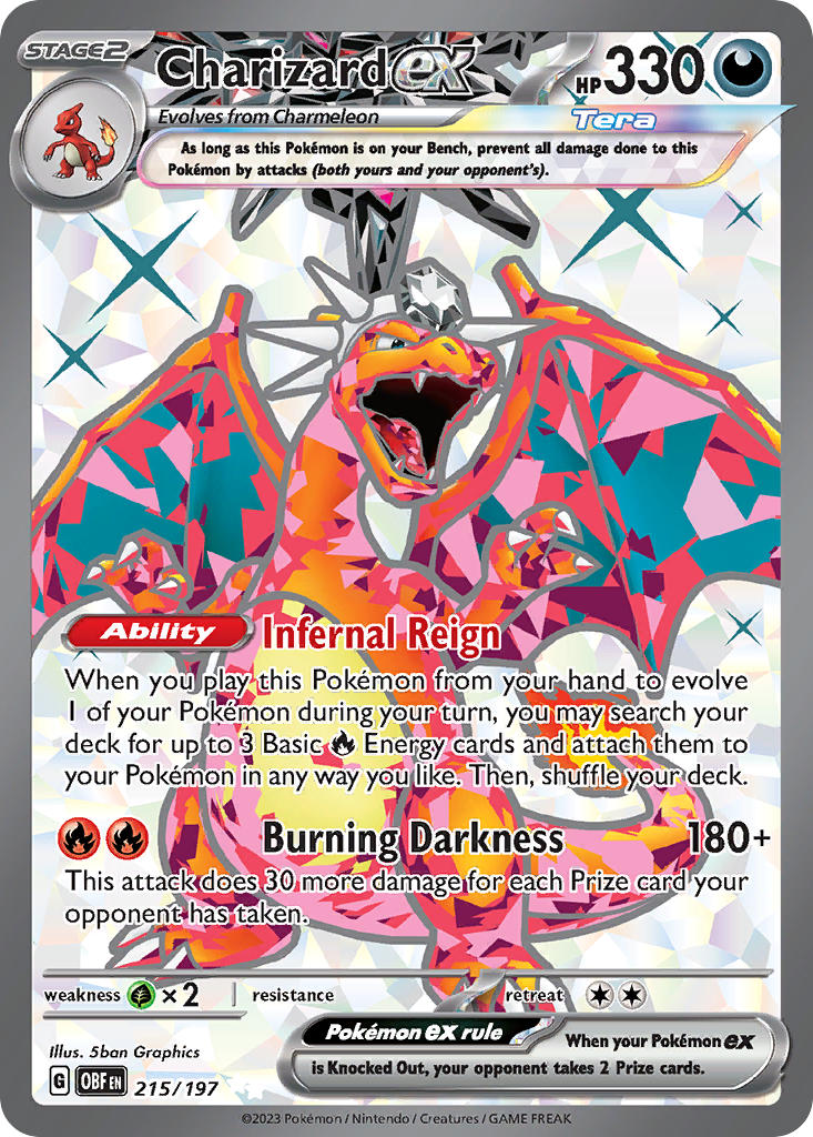 Charizard EX 215/197 Ultra Rare Obsidian Flames Pokémon card