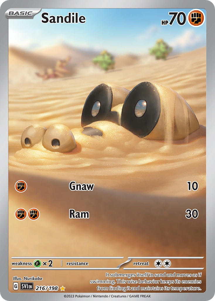 Sandile 216/198 Illustration Rare Scarlet & Violet Pokémon card