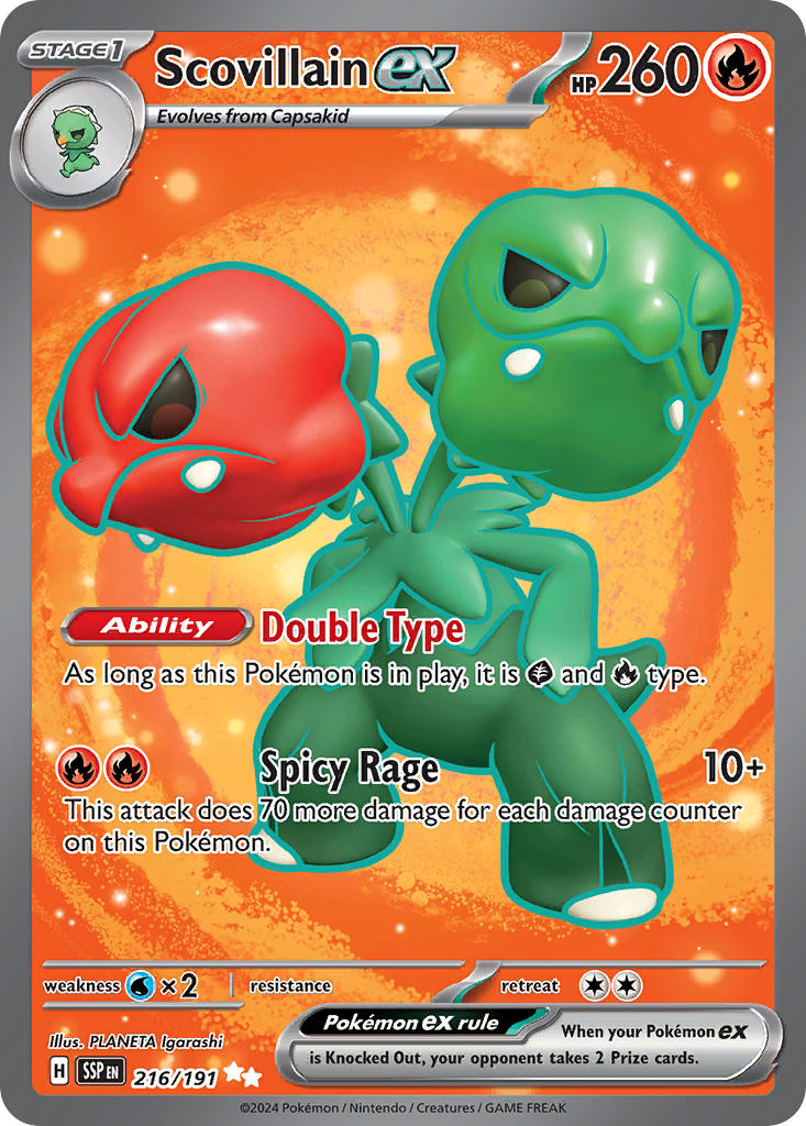 Scovillain EX 216/191 Ultra Rare Surging Sparks Pokémon card
