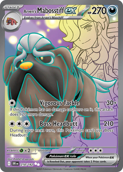 Arven's Mabosstiff EX 218/182 Ultra Rare Destined Rivals Pokémon card