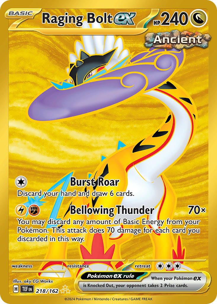Raging Bolt EX 218/162 Hyper Rare Temporal Forces Pokémon card