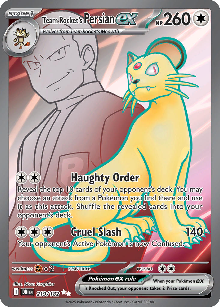 Team Rocket's Persian EX 219/182 Ultra Rare Destined Rivals Pokémon card