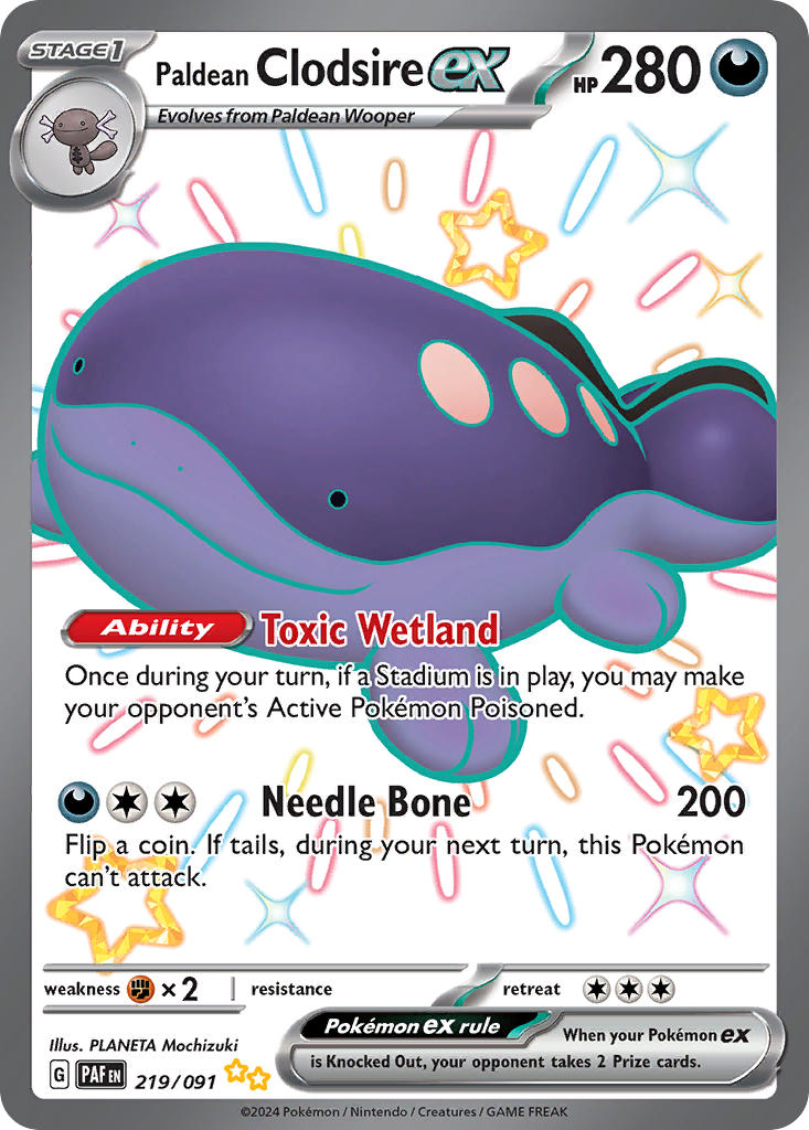 Paldean Clodsire EX 219/091 Shiny Ultra Rare Paldean Fates Pokémon card