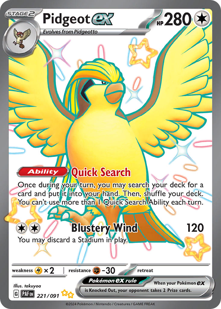 Pidgeot EX 221/091 Shiny Ultra Rare Paldean Fates Pokémon card