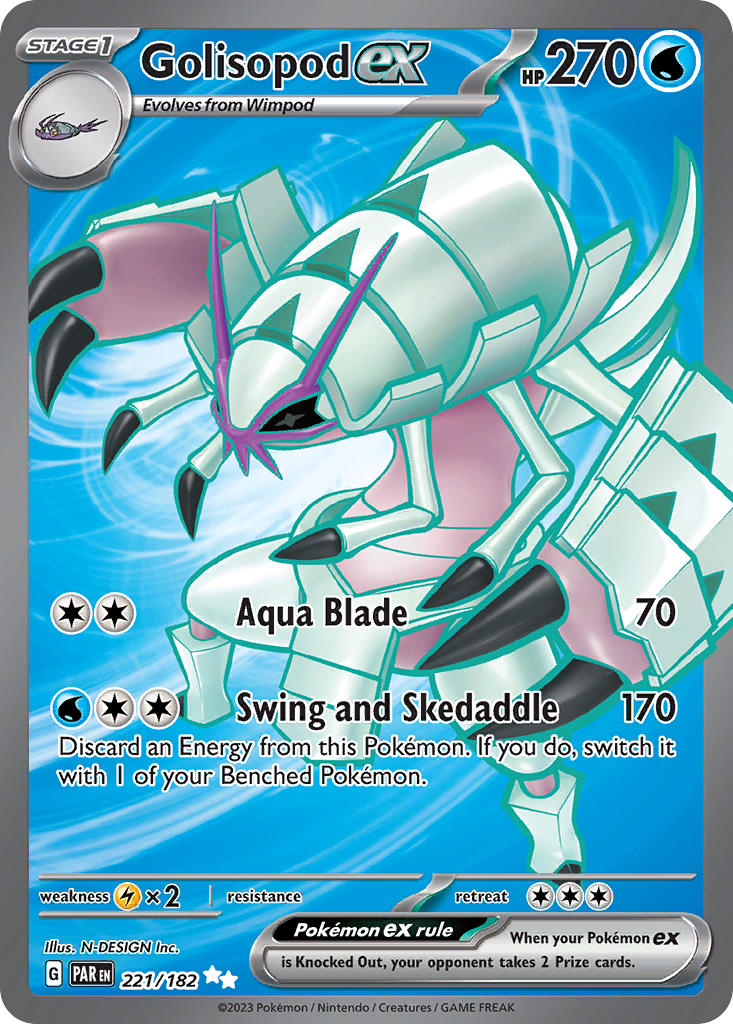 Golisopod EX 221/182 Ultra Rare Paradox Rift Pokémon card