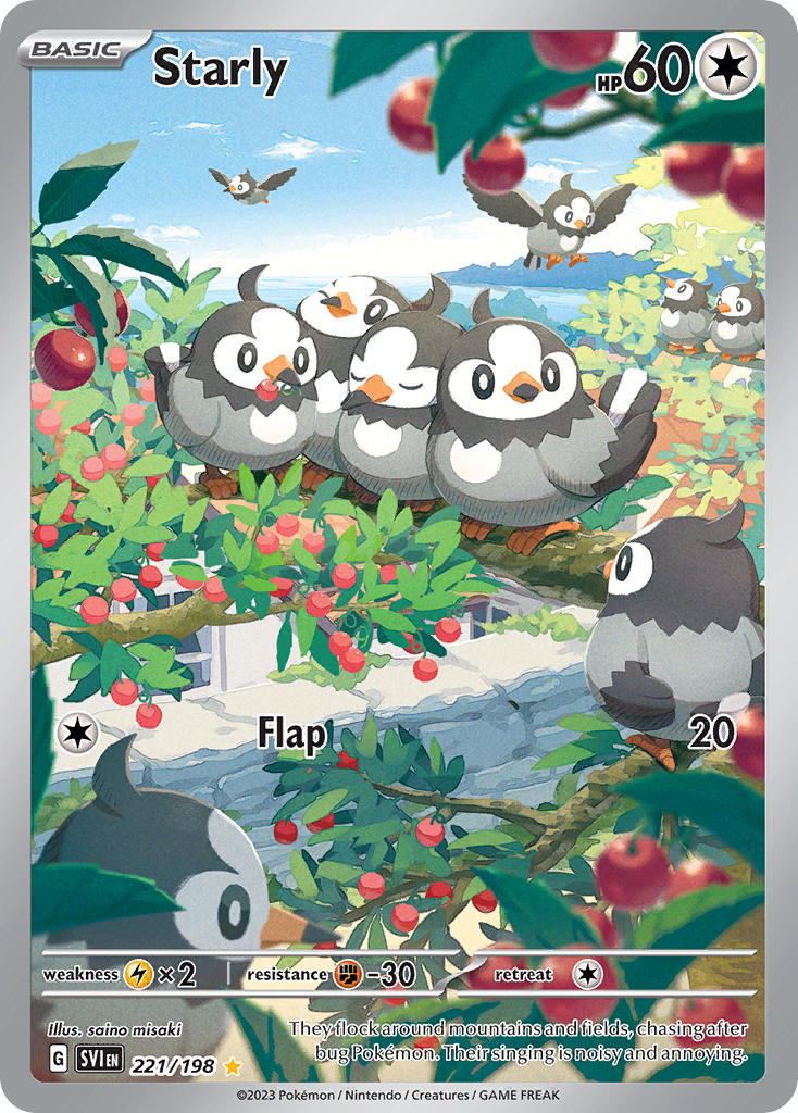 Starly 221/198 Illustration Rare Scarlet & Violet Pokémon card