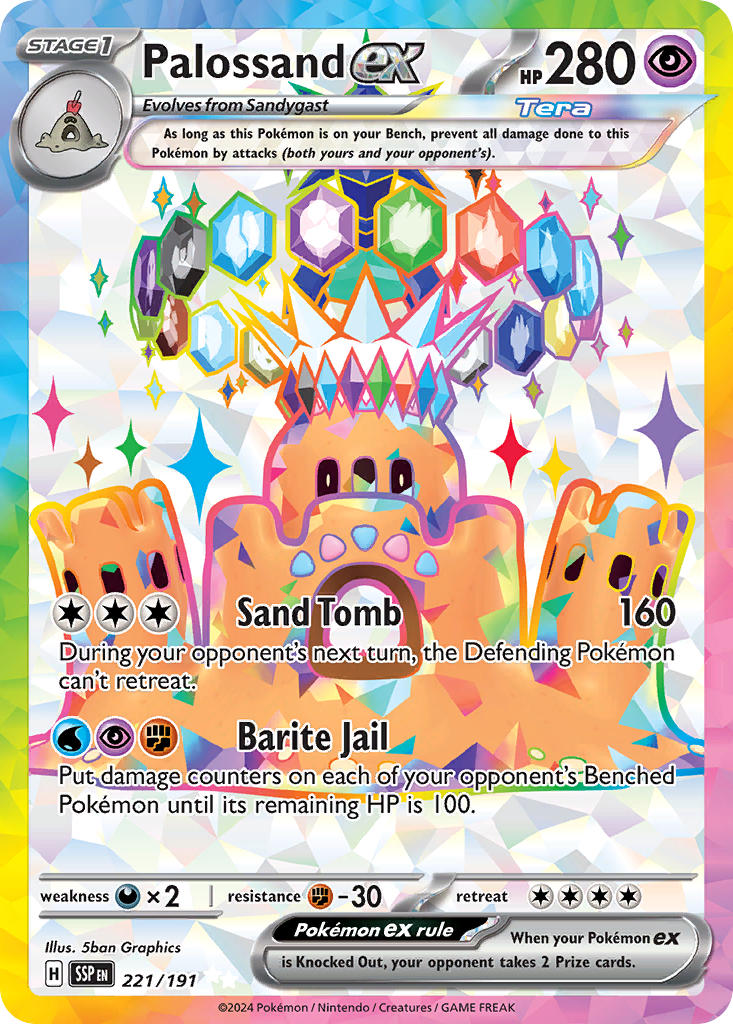 Palossand EX 221/191 Ultra Rare Surging Sparks Pokémon card
