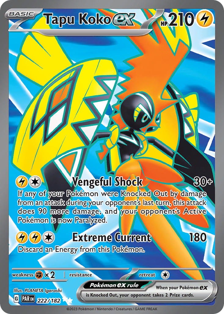 Tapu Koko EX 222/182 Ultra Rare Paradox Rift Pokémon card