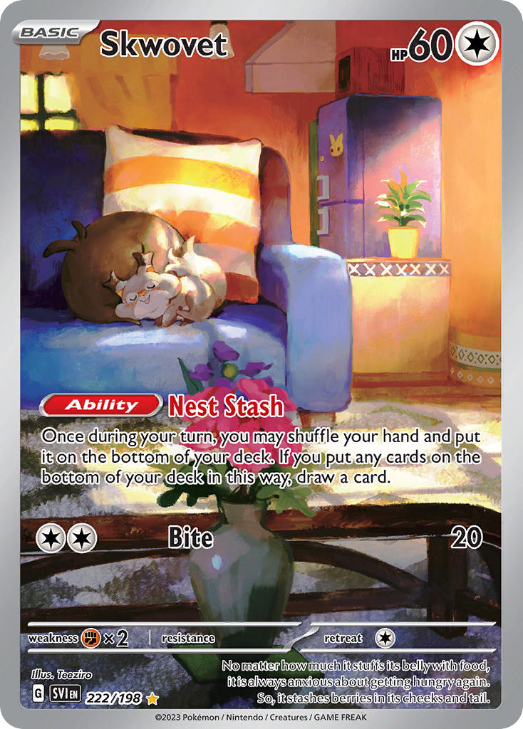 Skwovet 222/198 Illustration Rare Scarlet & Violet Pokémon card