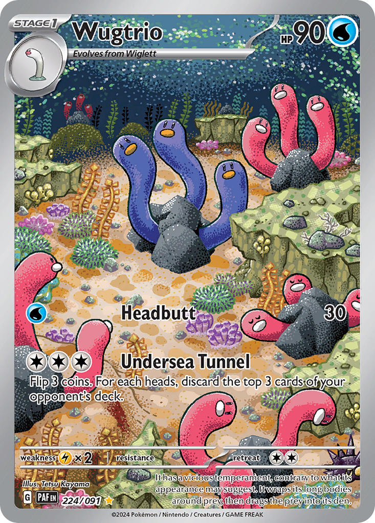 Wugtrio 224/091 Illustration Rare Paldean Fates Pokémon card