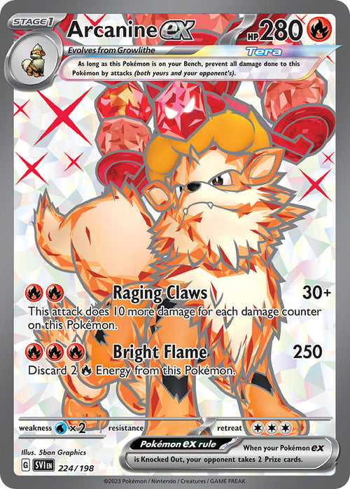 Arcanine EX 224/198 Ultra Rare Scarlet & Violet Pokémon card