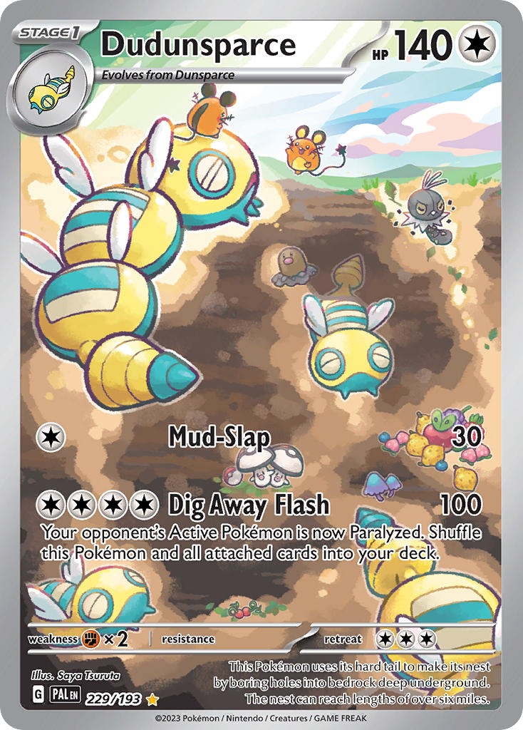 Dudunsparce 229/193 Illustration Rare Paldea Evolved Pokémon card